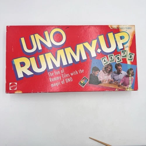 Vintage UNO RUMMY-UP Game 1993 Mattel COMPLETE In Box A1