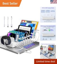 320W Charging Station for Multiple Devices, 10 Ports Fast Multi-Device Charge...