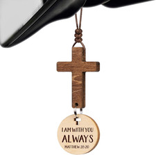 Cross for Car Mirror Hanging Christian Gifts for Men, Women, Bible Study - Scan