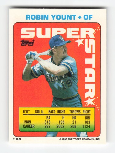 Robin Yount #54 1990 Topps Stickers card