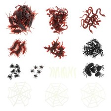 128pcs Halloween Prank Toy Simulation Spider Toys Worms and Insects Prank Toy