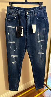 Dolce & Gabbana Grace Blue Distressed Denim Jeans 44 32'' Inseam