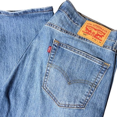 Levi Strauss 505 Mens Jeans Blue W34 Straight Fit Denim Casual Waterless