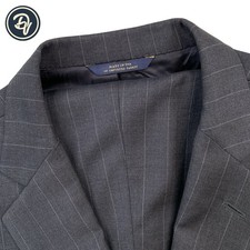 Mens 46 R / S Brooks Brothers 1818 Madison X Saxxon Charcoal Grey Stripe Suit