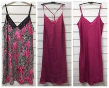 S2 LADIES EX CHAIN STORE PINK SATIN CHEMISE SLIP NIGHTDRESS UK SIZES 10, 12
