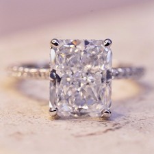 Size 5, vintage Sterling 925 silver engagement ring radiant cut Cz cluster cz