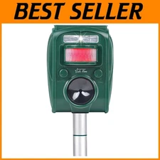 Weatherproof Ultrasonic Animal Deterrent with Motion Sensor & LED Flashing Light