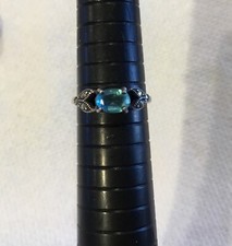 Sterling Silver 925 Blue Rhinestone Marcasite Ring Size 6.25 M22