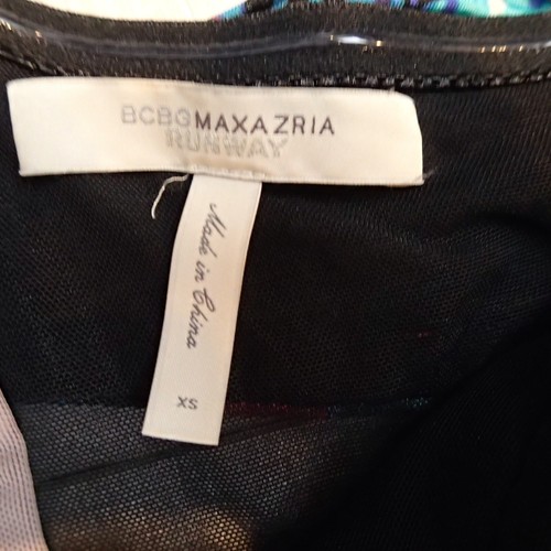 BCBG MaxAzria Runway Dutch Blue Print Jersey Mesh Cap Sleeve Bodycon Dress XS - Picture 10 of 16