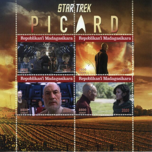 Star Trek Stamps Madagascar 2020 CTO Jean-Luc Picard TV Series 4v M/S Star Trek Stamps Madagascar 2020 CTO Jean-Luc Picard TV Series 4v M/S