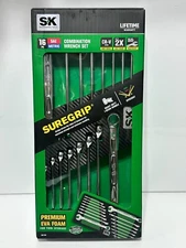 SK Tools 16pc SUREGRIP Combination Wrench Set, Foam, Metric 8-19mm SAE 3/8-3/4”