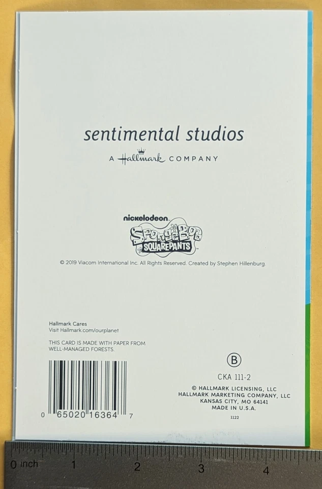 "It's Your Birthday" Greeting Card (+ Envelope 5x7). SpongeBob SquarePants  - Image 3 of 4