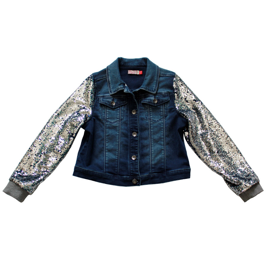 Denim Jacket Sequin Sleeves Sale, 63 
