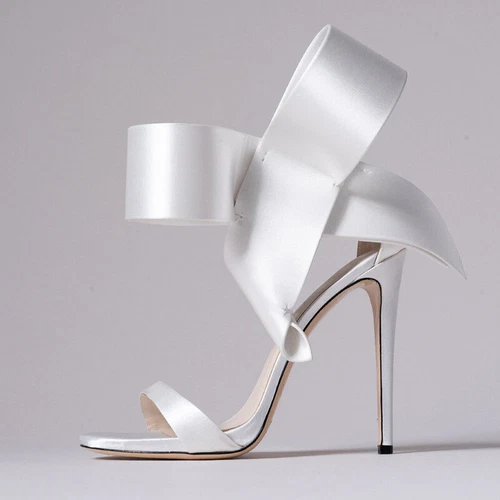 Trend Women's Sandals Big Bowtie Decroted Ladies High Heels Bridal Shoes - Foto 13 di 20