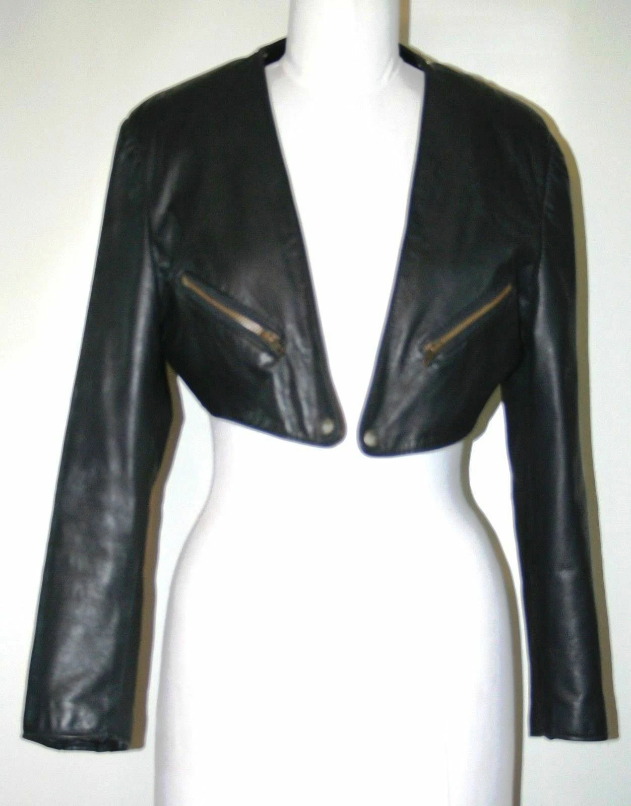 Women's 100% Genuine Lambskin Leather Crop Moto Bolero Shrug Biker Jacket Silm-f