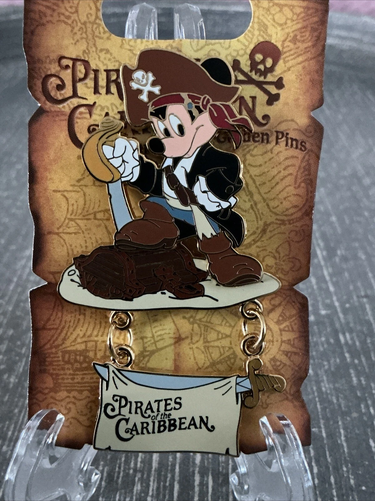 Disney Pirates of the Caribbean Pirate Mickey Mouse with Sword Dangle Pin 47109