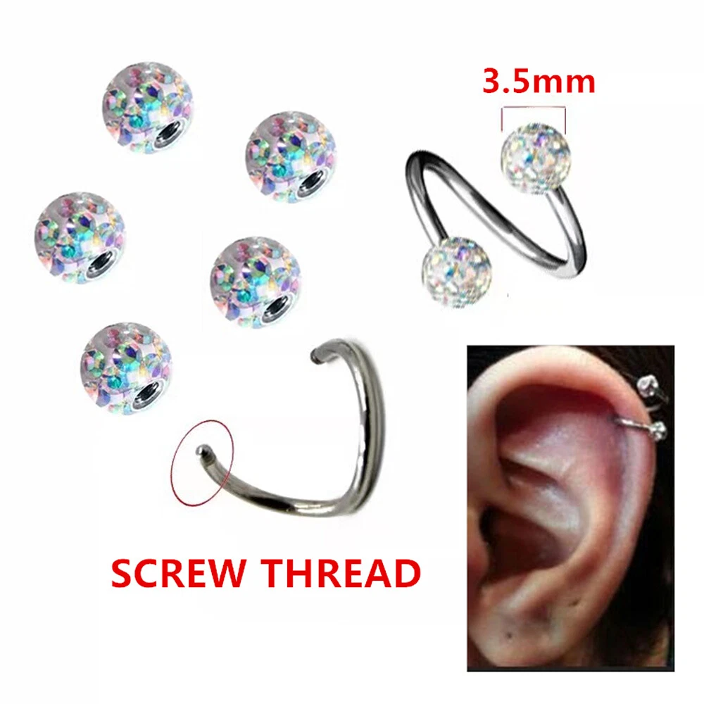 CZ Multi Crystal Spiral Twist Ear Helix Cartilage Earrings Spiral