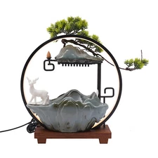 Tabletop Water Fountains Indoor Waterfall with Mist LED Indoor Water Fountains