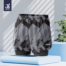 Men's Double-Layer With Adjustable Drawstring Swim Trunks Quick Dry Bathing Suit