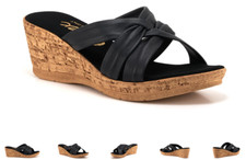 Onex Gayle-2 Soft Leather Black Wedge Sandal Women's sizes 5-11/NEW