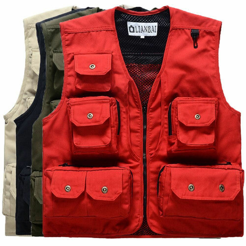 Men's Utility Multi Pocket Sleeveless Jacket Coat Military Men's Utility Multi Pocket Sleeveless Jacket Coat Military