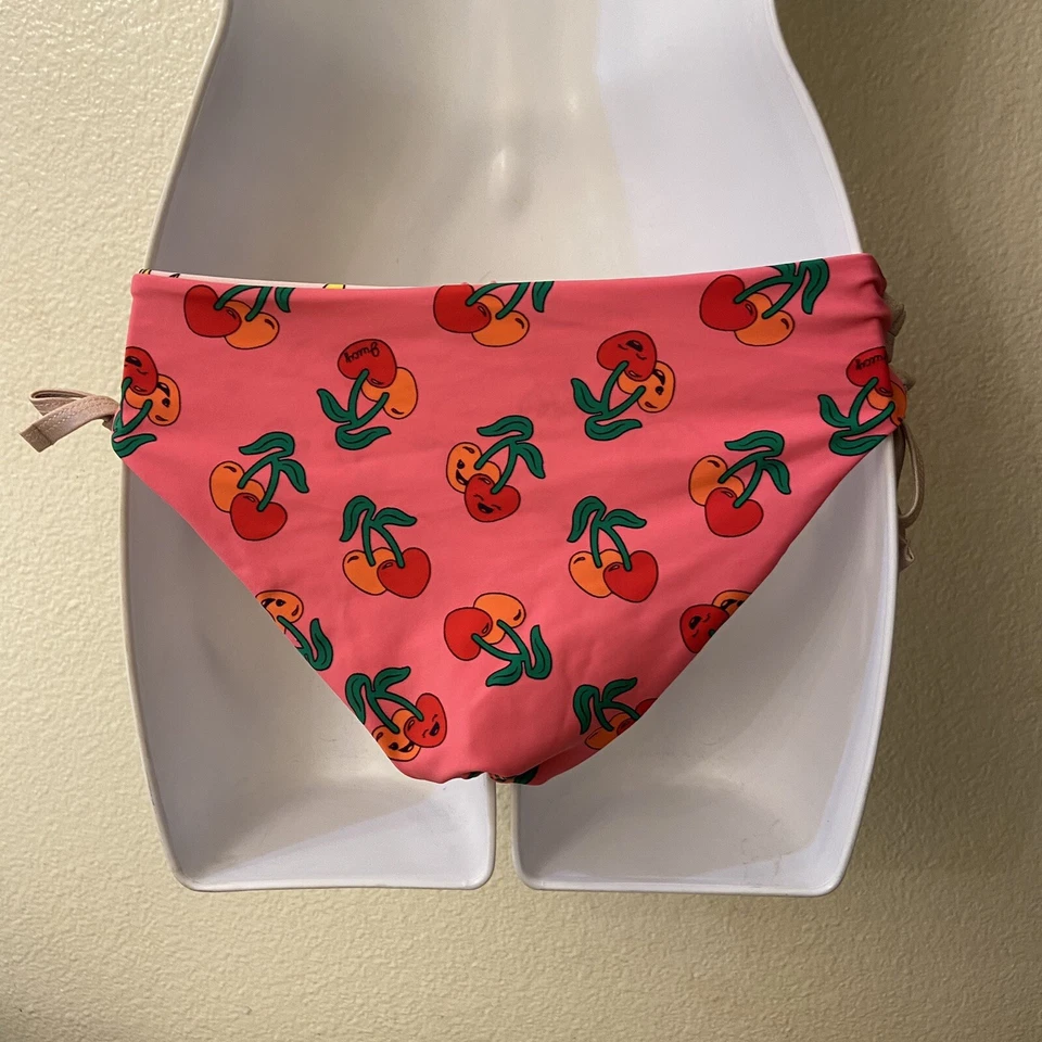 JUICY COUTURE Girls Bikini BOTTOM ONLY Size 14 Reversible Cherries TropicalFruit - Image 2 of 4