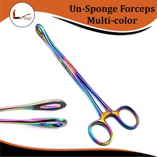 New Body Piercing Sponge Forceps 7" Un-Slotted Multi Titanium Color A Quality