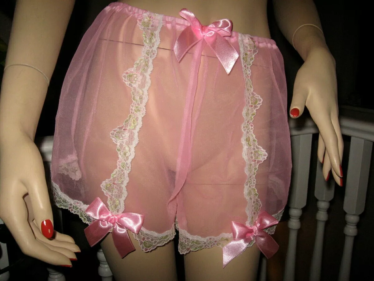 Baby pink Sheer soft nylon lace knickers Adult feminine Lingerie French  Pretty