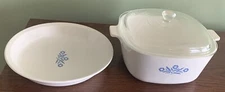 Vintage Corning Ware Blue Cornflower P-2 1/2-B Casserole Dish w/Lid &Baking Dish