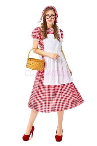 Little Red Riding Hood Oktoberfest Holloween Costume Fancy Dress Fairytale Story - Picture 20 of 38