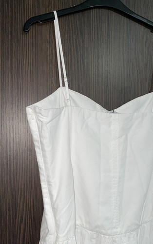 ZARA WHITE CUTWORK EMBROIDERY SWEETHEART NECKLINE MINI DRESS WITH LINING SIZE XL - Picture 12 of 12