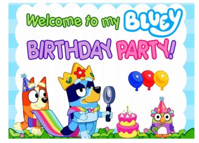 Essbar Bluey A4 Fabel Bingo Tortenaufleger Torte Tortenbild Zuckerbild+ TEXT