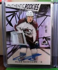 2021-22 SP Game Used Purple Premium Patch Autographs #135 Alex Newhook /25 RC