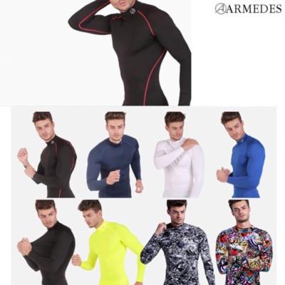 ARMEDES Mens Skin Tight Compression Baselayer Activewear Long Sleeve Shirt R151