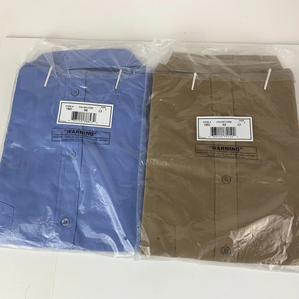 Haband рубашки на пуговицах размер 17 коричневый и синий лот из 2 винтажных - Изображение 2 из 4