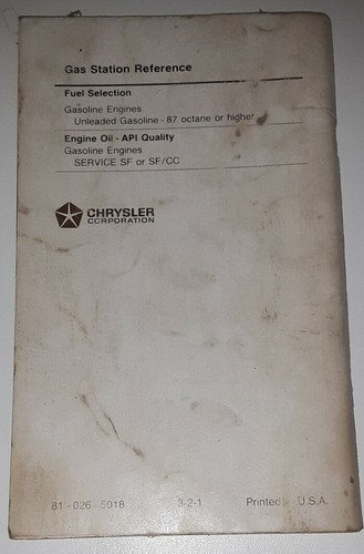 85 1985 Plymouth Voyager owners manual - Picture 2 of 2