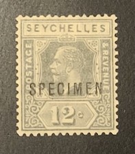 Seychelles KGV Specimen Stamp Twelve Cents 12c Mint Black NICE OLD STAMP SCARCE