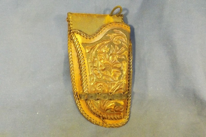 Western Style Tooled OWB Leather Holster for Med-Lg Revolver with 5" Barrel