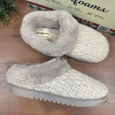 Dearfoams Women's Comfy Memory Foam Oatmeal Heather Slippers Size S 5-6 