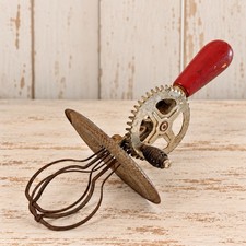 Antique Hand Crank Egg Beater Manual Metal Mixer Kitchen Utensil Made In USA