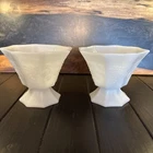 Set of 2 Vintage Anchor Hocking Milk Glass Octagon Compote/Candy Dish