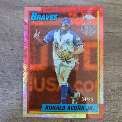 2025 Topps Chrome - 1990 Topps Baseball Ronald Acuña Jr. #90CB-2 Orange  /25