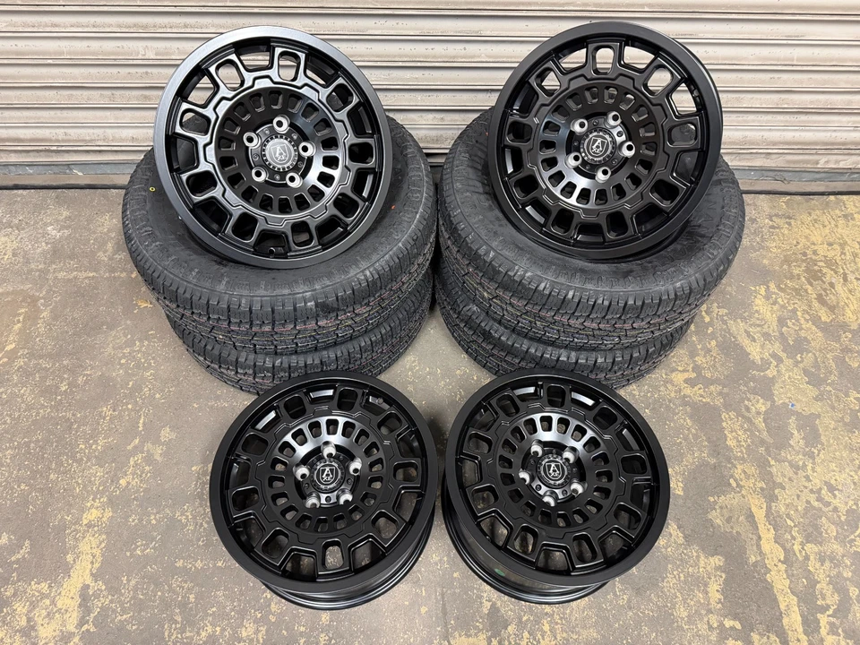 VW Transporter T5 T6 17” Wheels & Tyres Axe EX38 Satin Black Swamper 235/65R17 - Image 3 of 4