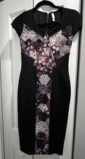 Xhilaration Black With Multicolored Design Bodycon Dress Size S