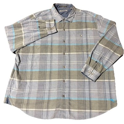 Tommy Bahama Coastline Cord Corduroy Shirt Mens 2XLB Blue Plaid Long Sleeve