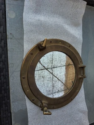 Miroir Hublot Vintage en Laiton – Décoration Marine Années 80 - Photo 1/4