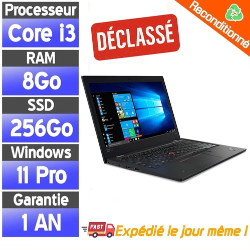 ☑️⭐☑️ThinkPad L380 IntelCore i3-8130U - 8Go Ram - 256 Go SSD - Win 11 - MINI Fis