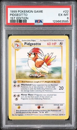 1999 Pokemon Base Set 1st Edition Pidgeotto #22 PSA 6