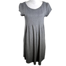 Gap Womens Fit Flare Dress Gray Short Sleeve Stretch Casual Size M