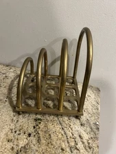 Vintage MCM Brass Mail Letter Holder Desk Organizer 7” Arch Design Art Deco